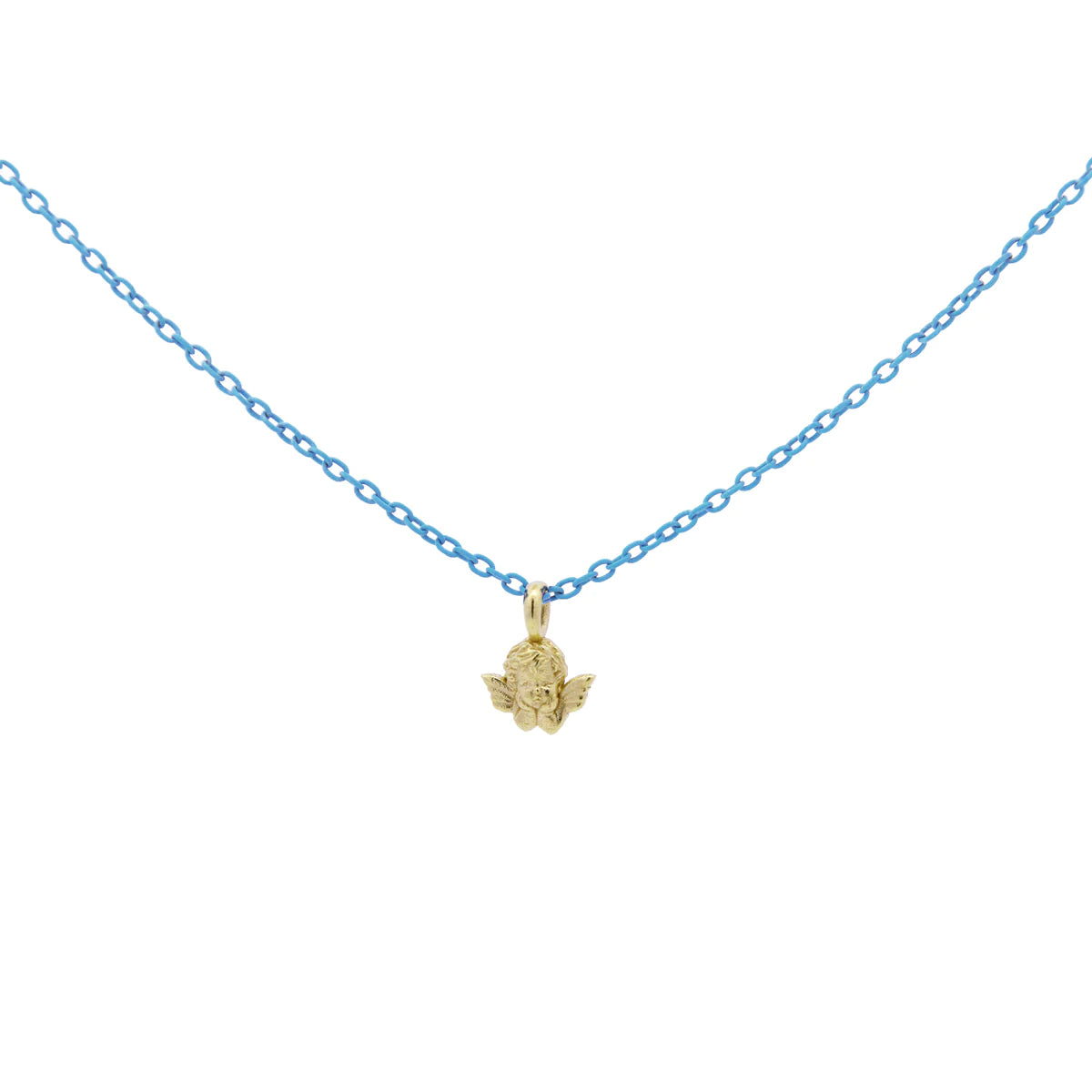 RUE DES MILLE - GIROCOLLO ANGIOLETTO AZZURRO PASTELLO - ORO18KT