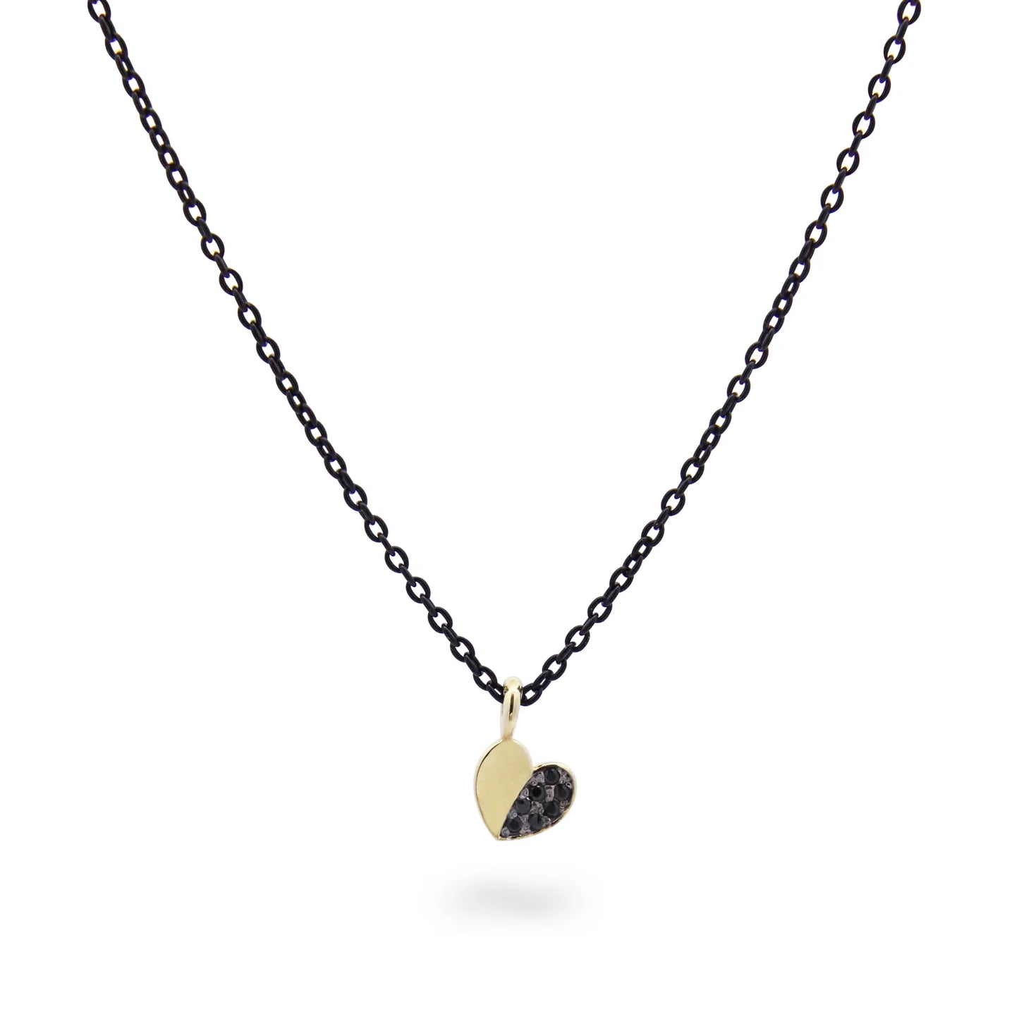 RUE DES MILLE - GIROCOLLO CUORE DIAMANTI BLACK E CATENA CON VERNICE - ORO18KT