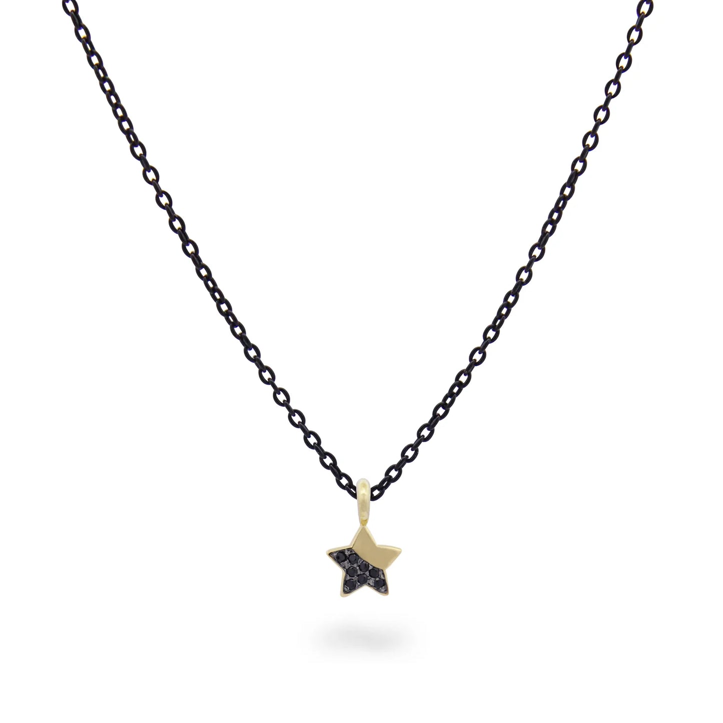 RUE DES MILLE - GIROCOLLO STELLA DIAMANTI BLACK E CATENA CON VERNICE - ORO18KT