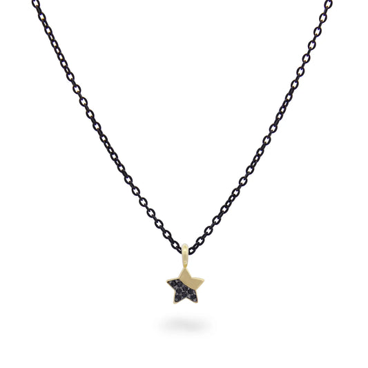 RUE DES MILLE - GIROCOLLO STELLA DIAMANTI BLACK E CATENA CON VERNICE - ORO18KT