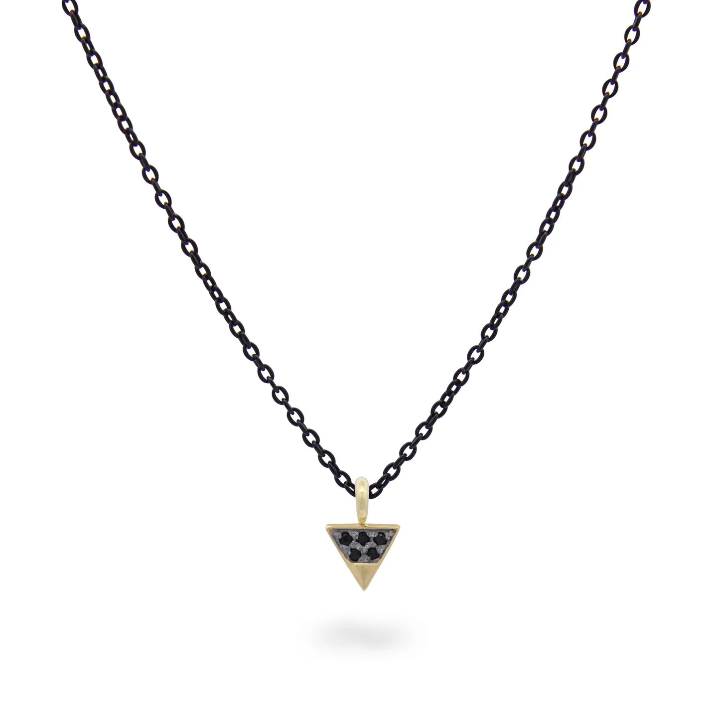 RUE DES MILLE - GIROCOLLO TRIANGOLO DIAMANTI BLACK E CATENA CON VERNICE - ORO18KT