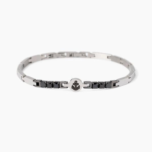 2JEWELS - Bracciale in acciaio 316L PVD gunmetal zirconi