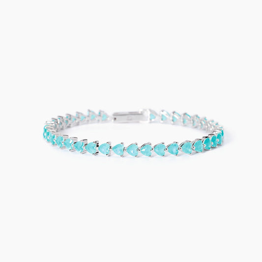 MABINA - Bracciale tennis con fusion stone glass azzurro