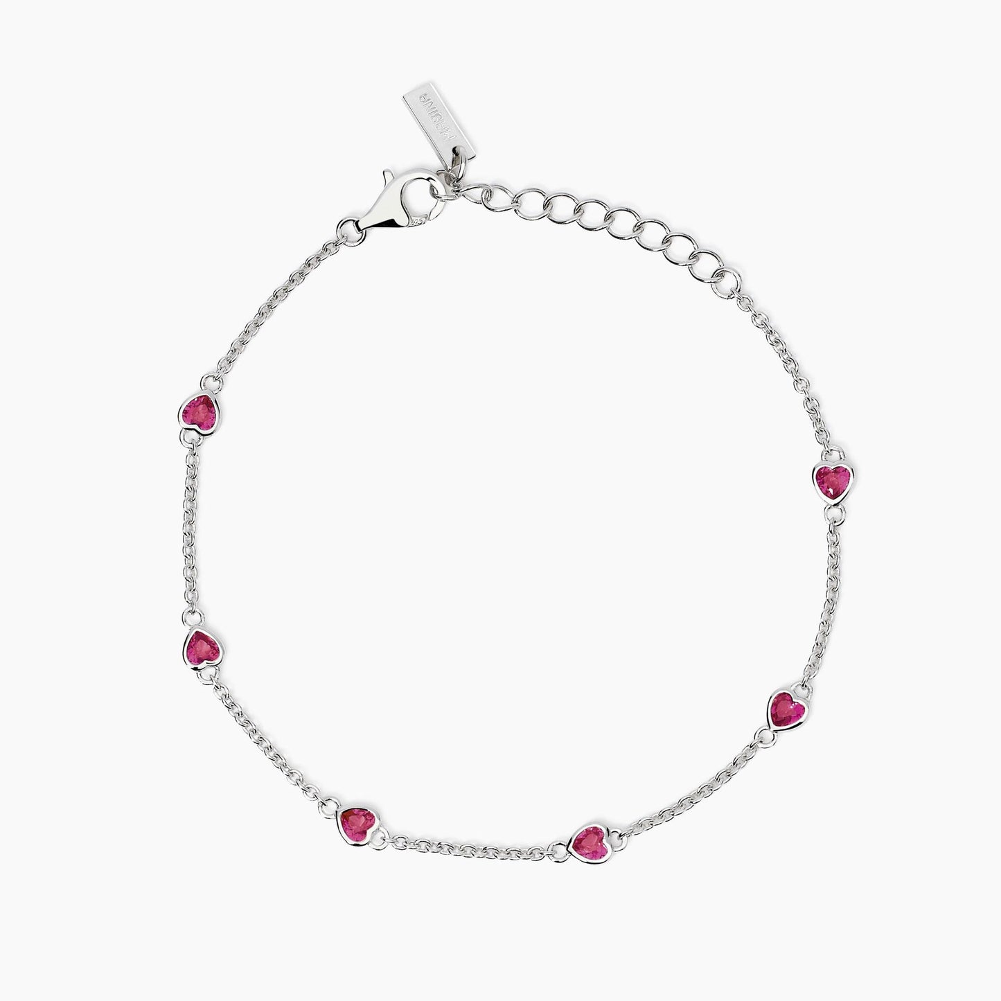 MABINA - Bracciale con rubini sintetici taglio cuore