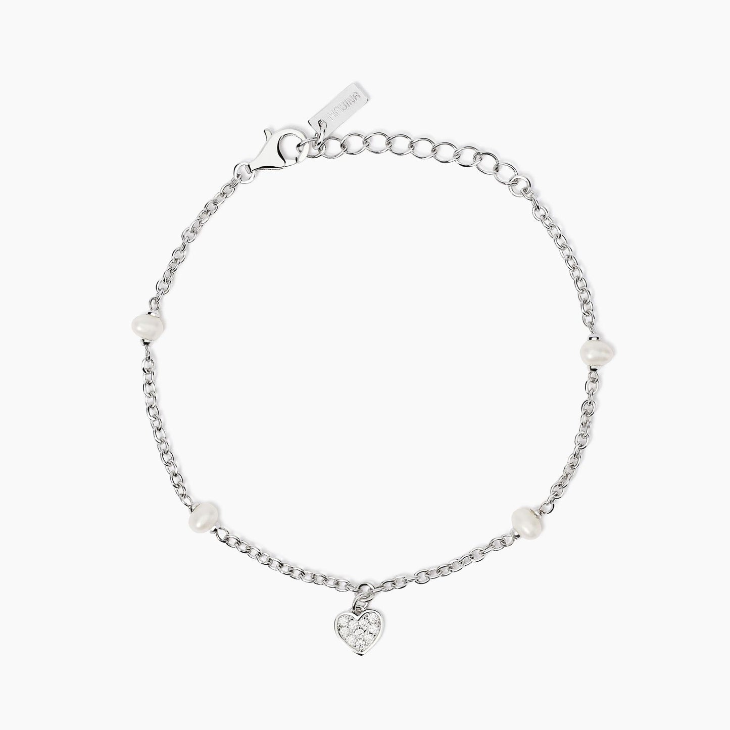 MABINA - Bracciale con perle coltivate e ciondolo cuore