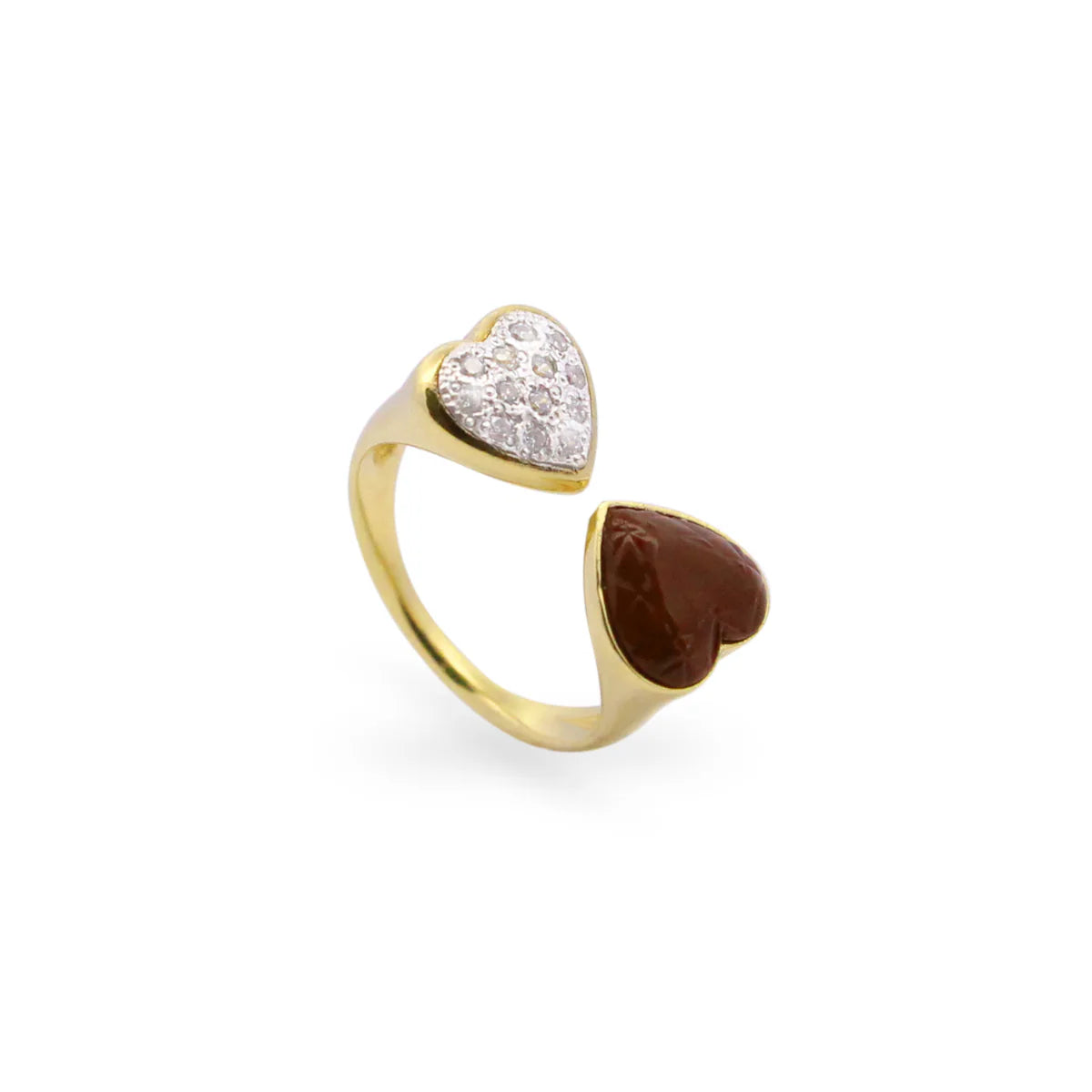 RUE DES MILLE - Anello double cuore choco