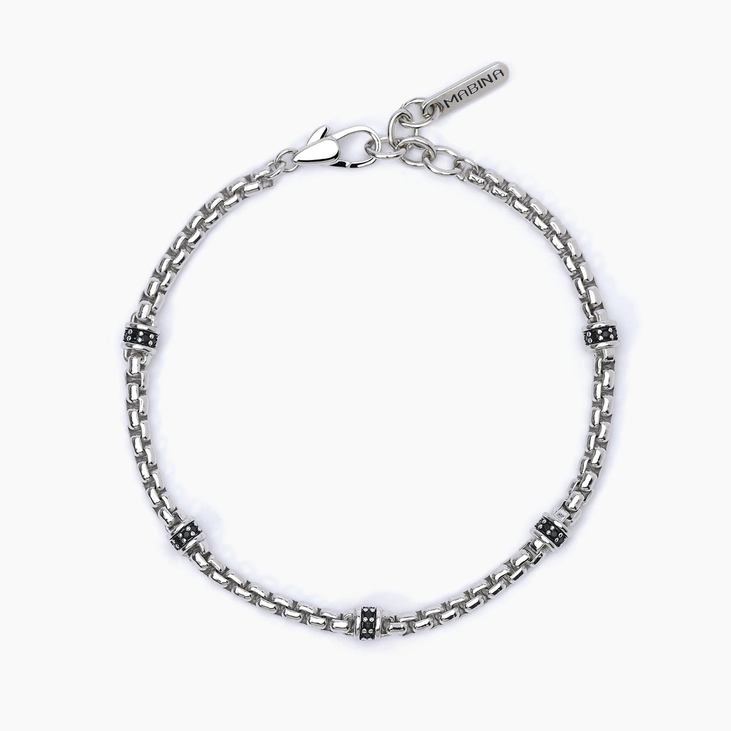 MABINA UOMO - Bracciale Argento Con Inserti Neri