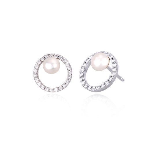 MABINA - Circle Earrings with Pearl