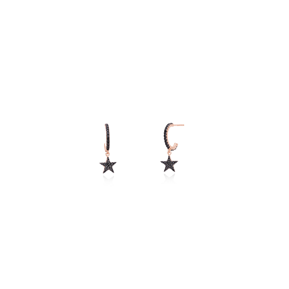 MABINA - Black Star Pendant Earrings