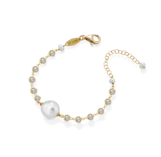 LELUNE - Bracciale con Perle Barocche e Zirconi