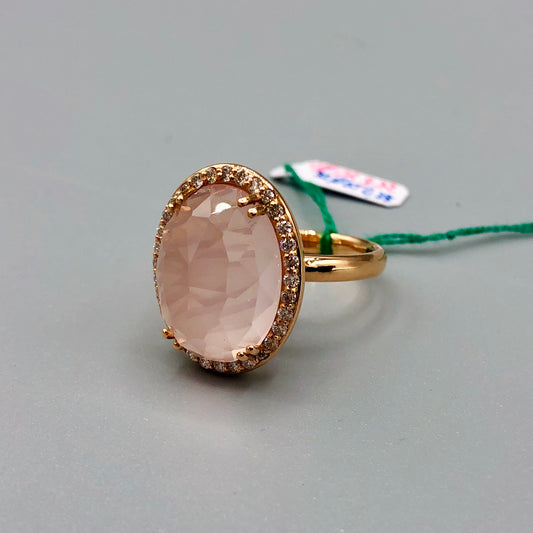 Valenza Jewels - Rose Quartz and Diamonds Ring